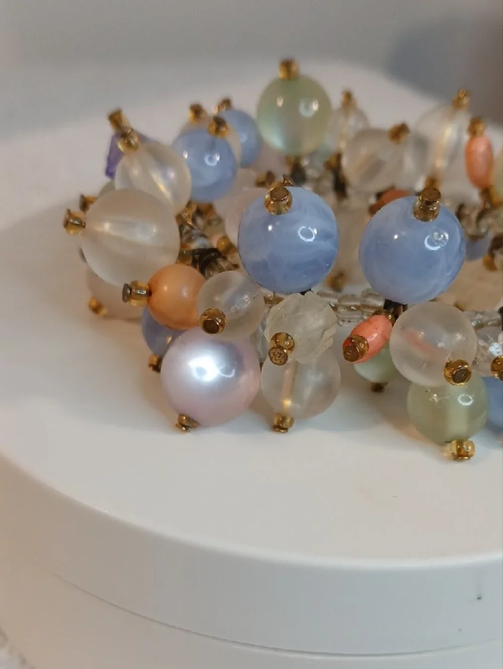 Handcrafted Pastel Bead Cluster Bracelet - Multi-Color